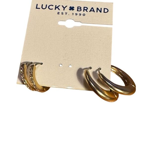 Lucky Brand Gold Hoop Earrings set - Picture 1 of 3